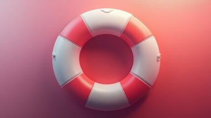 A vibrant life preserver rests against a smooth, gradient background, emphasizing safety and rescue.
