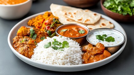 Delicious Plate of Rice Accompanied by Flavorful Bowl of Sauce Ready to Enjoy