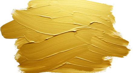 Golden Brush Stroke Texture on Transparent Background for Graphic Design