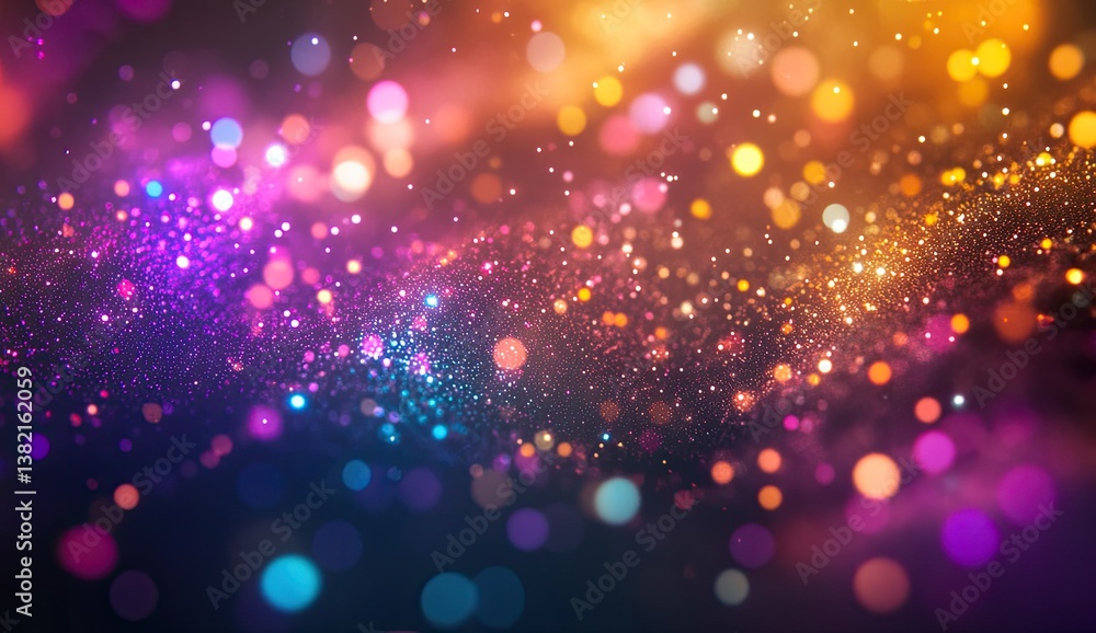 Poster Vibrant bokeh lights swirl in a dynamic abstract design