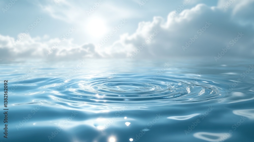 Aufkleber a serene water surface reflects soft clouds and sunlight, creating a tranquil atmosphere with gentle