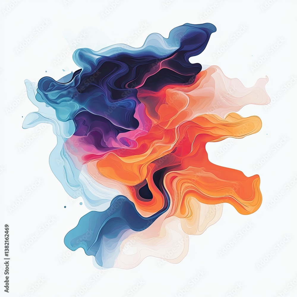 Poster abstract fluid colorful paint splatter