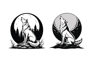howling wolf illustration Vector