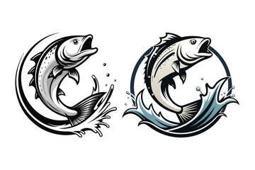 jumping fish  illustration vector