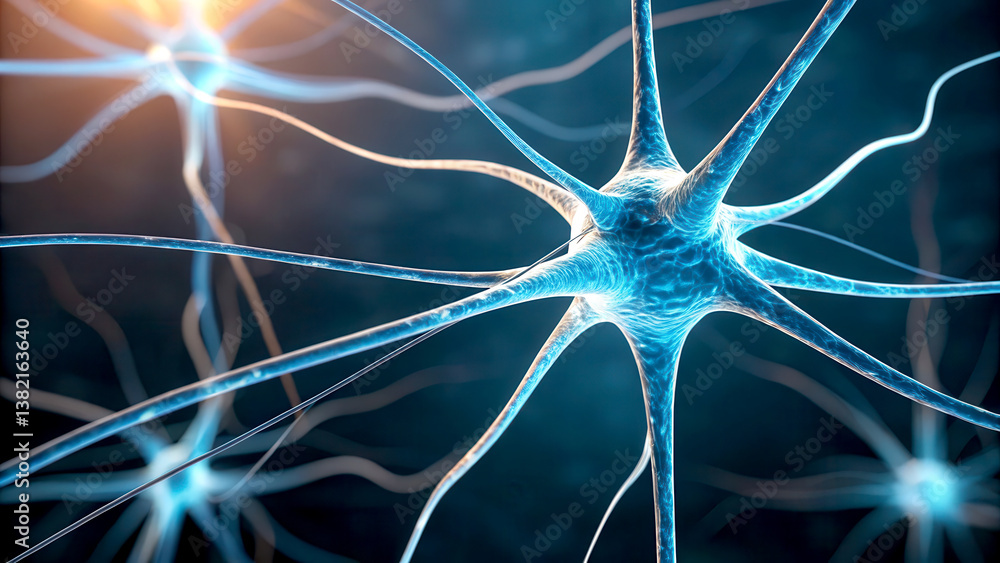 Poster neuro marketing concept. illuminated neurons connected in a network representing brain activity and 
