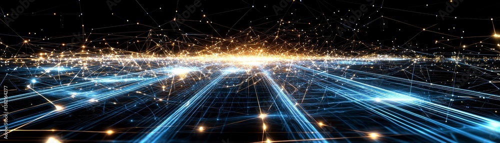 Poster dynamic light patterns creating digital landscapes futuristic technology environment visual art pers