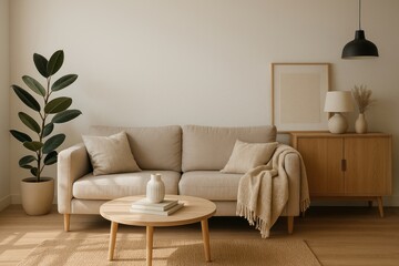 Minimalist cozy living room decor.