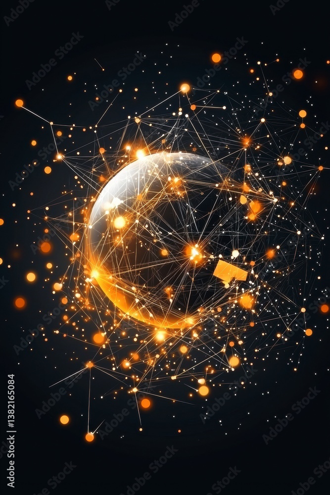 Poster exploring cosmic connections digital universe visualization abstract space infographic design dark b