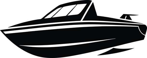 Dynamic Speedboat Silhouette Design – Minimalist Nautical Illustration for Marine and Water Adventure Themes
