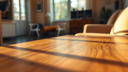 Cozy living room with a wooden table and chairs