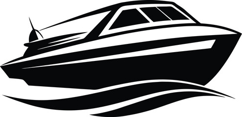 Dynamic Speedboat Silhouette Design – Minimalist Nautical Illustration for Marine and Water Adventure Themes