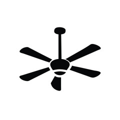 Simple black and white ceiling fan graphic.