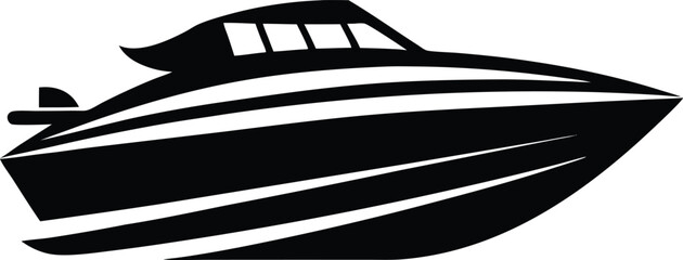 Dynamic Speedboat Silhouette Design – Minimalist Nautical Illustration for Marine and Water Adventure Themes