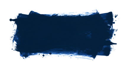 Abstract Dark Blue Brush Stroke on Transparent Background Design Element