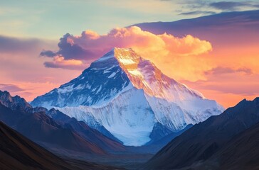 The majestic Mount Everest from the Tibetan plateau,