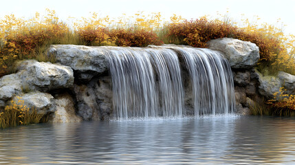 Serene Waterfall 3D Illustration