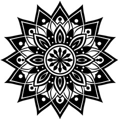 black and white floral ornament