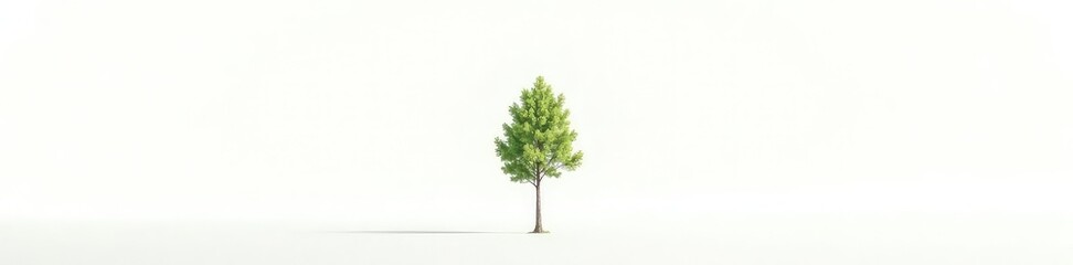 Single tree against a bright white background, pure, solitary, tree