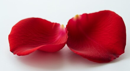 Crimson Embrace Two Rose Petals Gentle Curves of Red Velvet Rose Whisper A Touch Of Scarlet Red Petals Soft Light Heart Shaped Rose Petals AI Generated