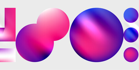 Vibrant abstract shapes, pinks, purples, blues blend. Smooth gradients create dynamic composition. Modern design, clean aesthetic.