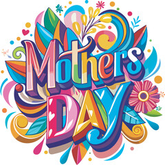 Mother's Day Colorful Vector an White Background