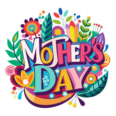 Mother's Day Colorful Vector an White Background