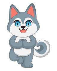 Husky Dog Tree Pose Animal Yoga Mascot