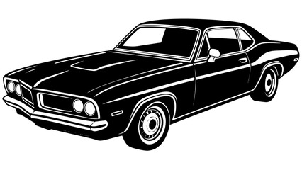 Retro vintage car isolated on white with classic luxury design and shiny chrome details