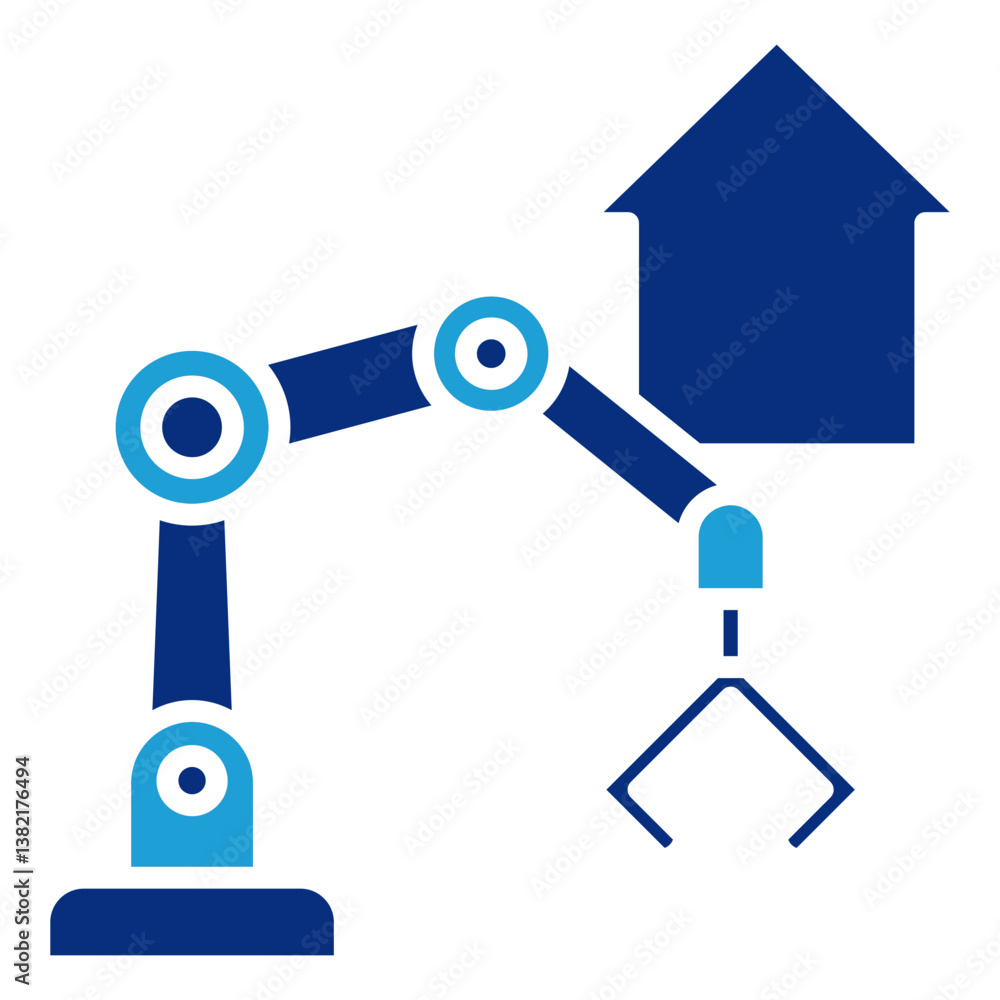 Poster robot arm icon element for design