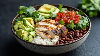 Colorful Bowl of Rice Beans and Avocado Showcasing Healthy Eating Style