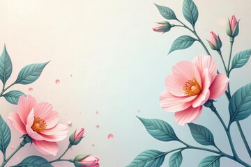 Subtle floral motif, pastel shades, delicate lines, design, minimal