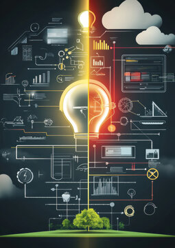 Innovative vertical graffic design showcasing energy concepts digital environment technology visualization futuristic viewpoint
