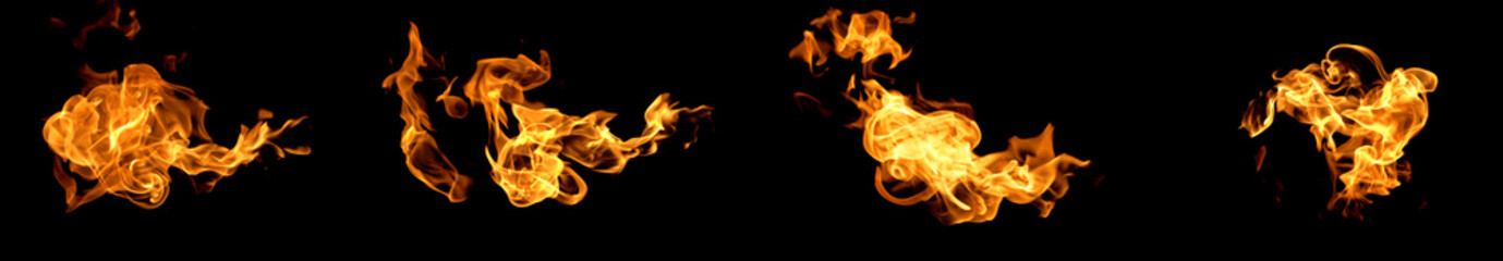Fire flames on a black background