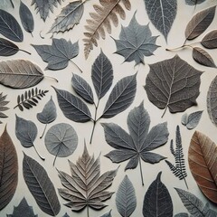 Fototapeta premium Leaf Imprints Leaves arranged on photosensitive paper