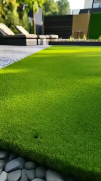 Artificial Turf and Stone Border: Luxurious Landscaping Design