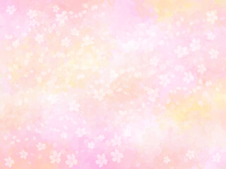 春の桜イメージのテクスチャー背景素材。満開の桜並木と暖かい太陽のイメージ。やわらかい。なめらか。やさしい。うっすら。