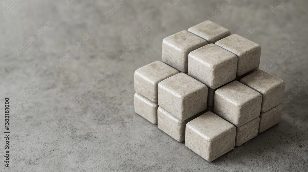 Poster concrete block cube displaying strength and stability as a representation of robustness in blockchai