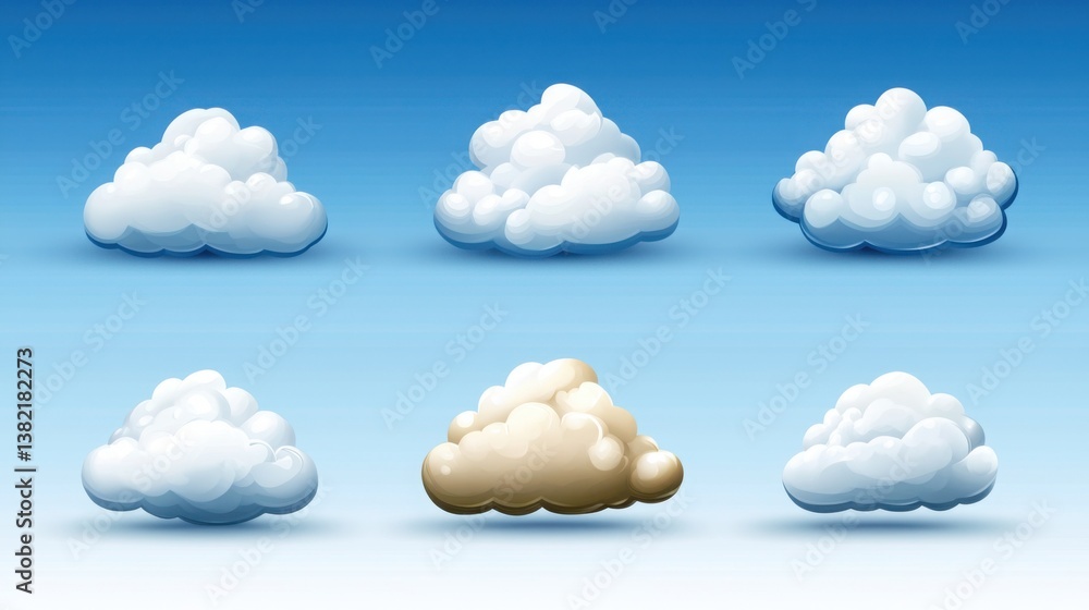 Poster a set of clouds representing clean cloud computing icons for digital solutions and modern technology
