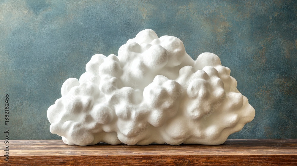 Aufkleber artistic representation of a cloud sculpture on a table symbolizing innovative cloud computing power
