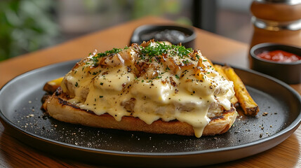 Creamy Chicken Toast, Cafe Setting