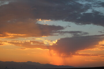 Beautiful Sunsets in the Desert Sky as Clouds Look Like Rain