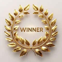 Luxury Golden Laurel Wreath Icon – Elegant Victory Award Emblem on Transparent Background, Generative AI