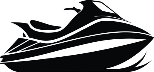 Thrilling Jet Ski Silhouette Design – Minimalist Watercraft Illustration for Adventure and Water Sports Themes