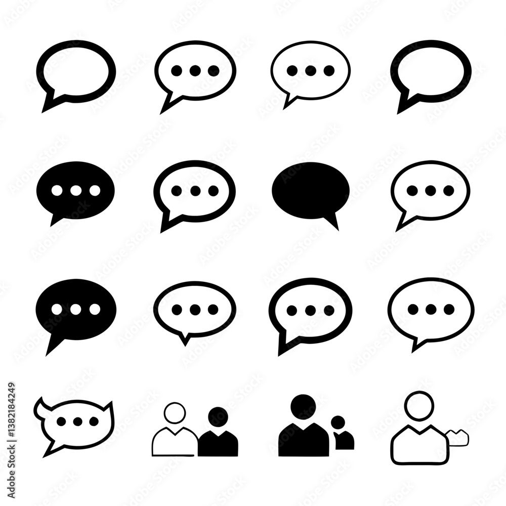 Poster design a clean, minimalist chat bubble icon featuring three vertically aligned ellipses, suggesting 