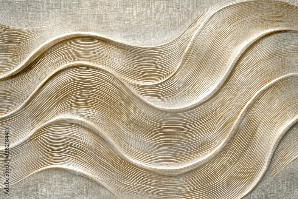 Canvas Prints abstract texture with flowing wavy lines in beige and cream tones