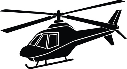Dynamic Helicopter Silhouette Design – Minimalist Aviation Illustration for Air Transport and Rescue Themes