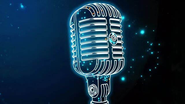 Vintage-style microphone glowing in a cosmic background, symbolizing music and creativity - Powered by Adobe