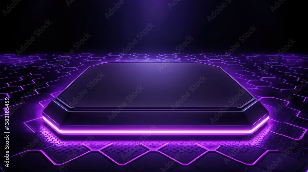 Poster computer displaying a purple light embodying the concept of cybersecurity and protection in modern d