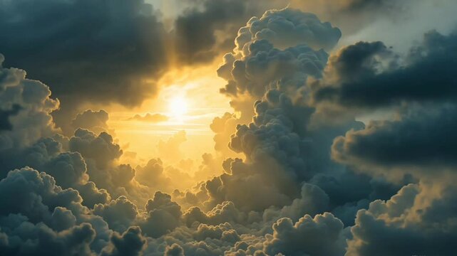 Dreaming of golden skies: a breathtaking journey through the clouds will leave you speechless on transparent background