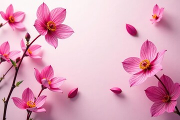 Naklejka premium Delicate fuchsia floral pattern on light background, textile, dainty
